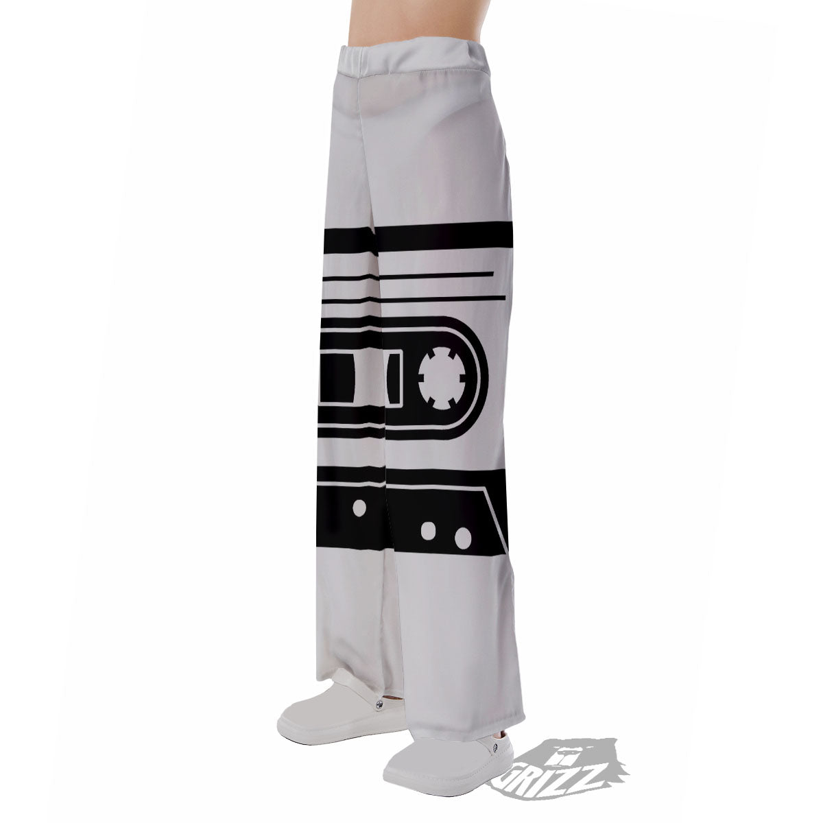 Cassette Tape White And Black Print Pajama Pants-grizzshop