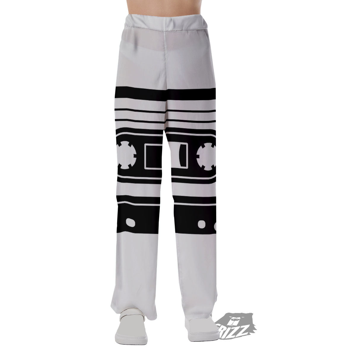 Cassette Tape White And Black Print Pajama Pants-grizzshop
