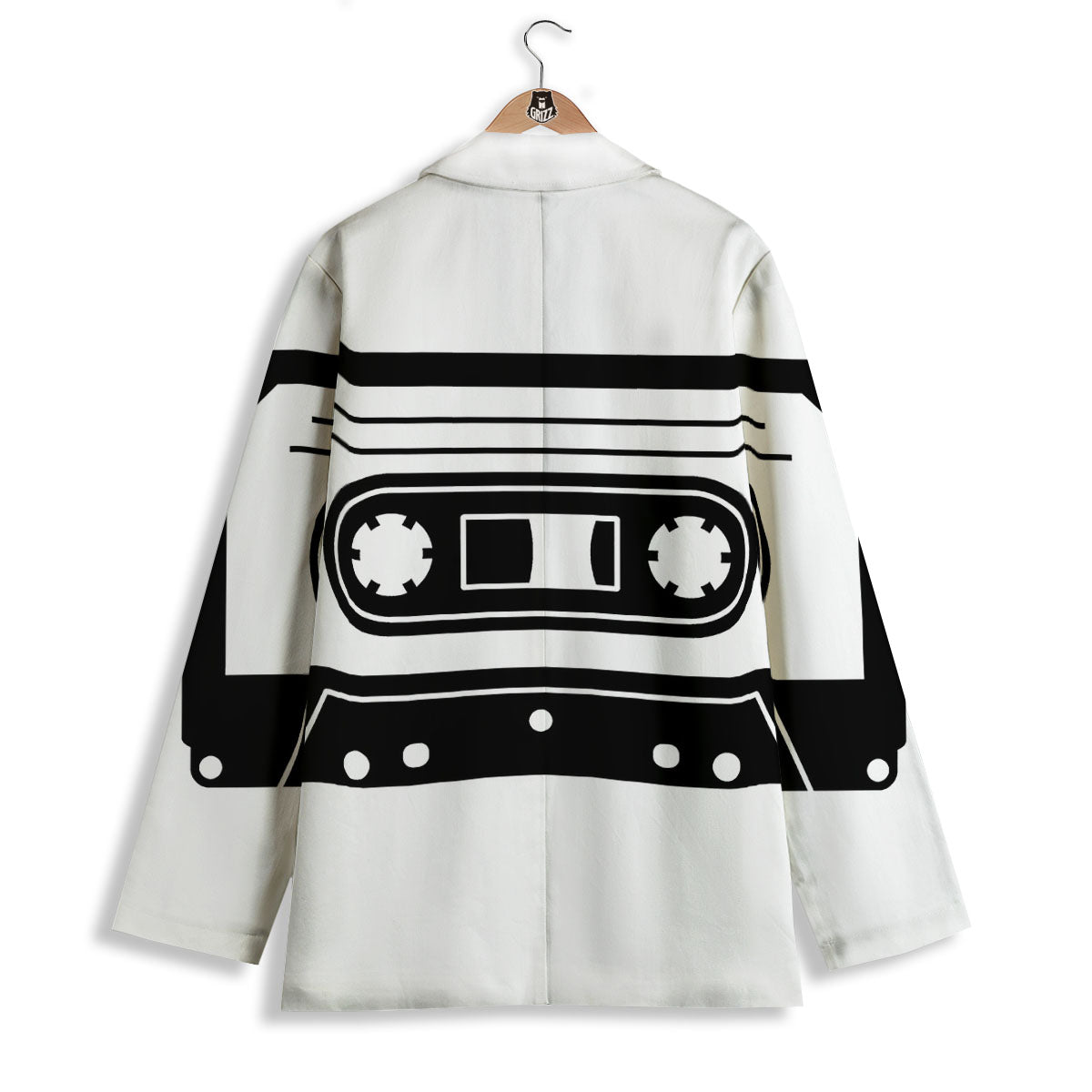 Cassette Tape White And Black Print Women's Blazer-grizzshop