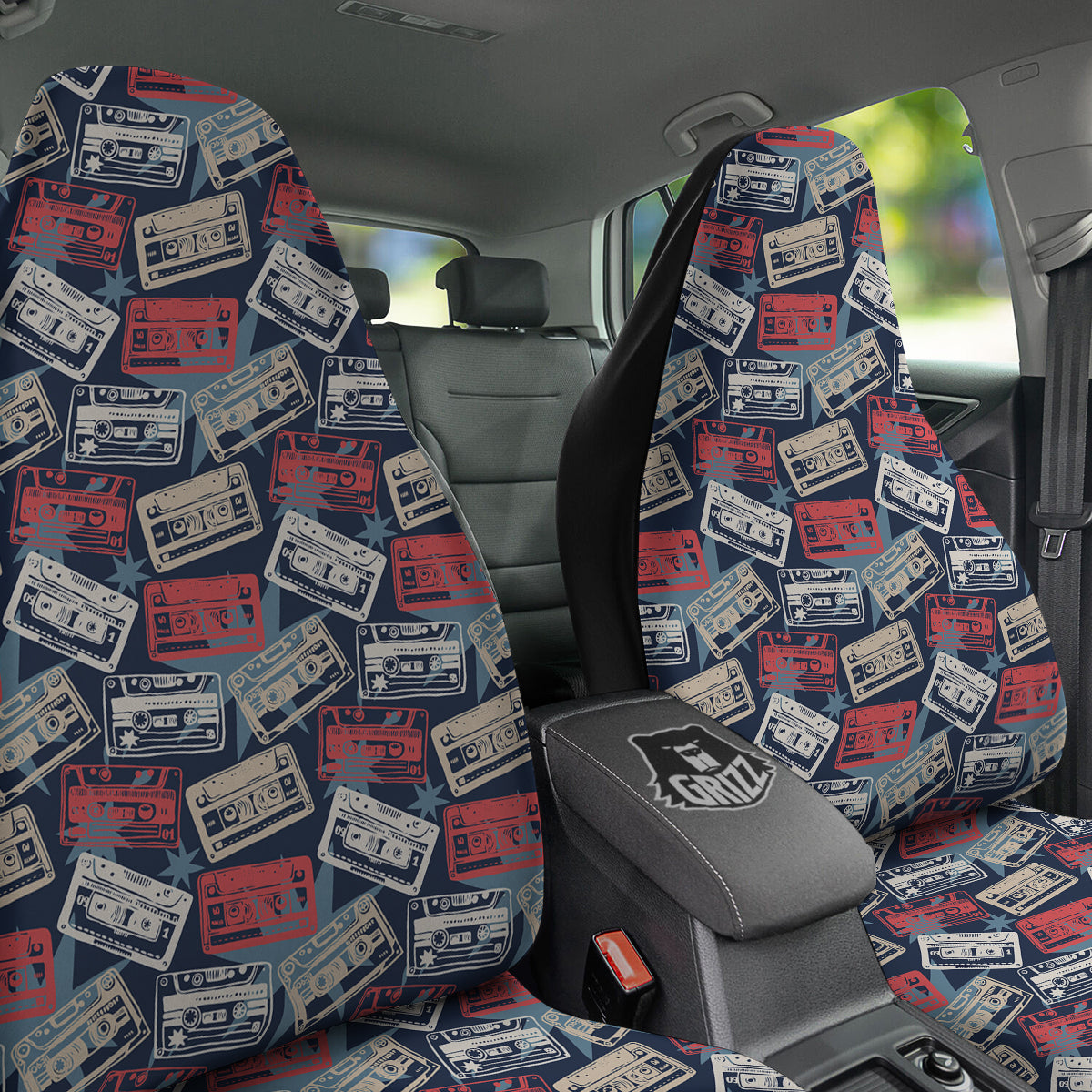 Cassette Vintage Print Pattern Car Seat Covers-grizzshop