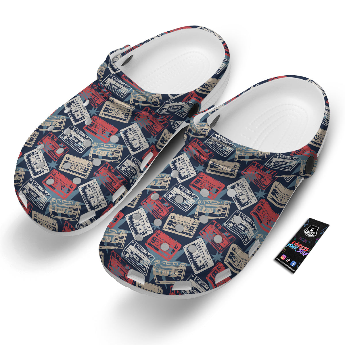 Cassette Vintage Print Pattern Clog-grizzshop