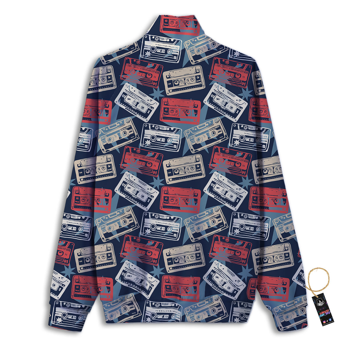 Cassette Vintage Print Pattern Track Jacket-grizzshop