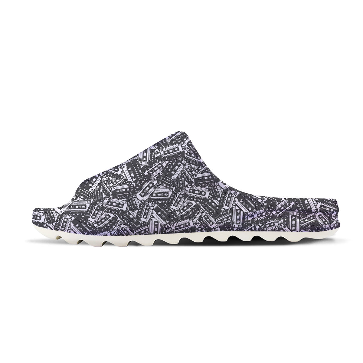 Cassette Tape Monochrome Print Pattern Sandals