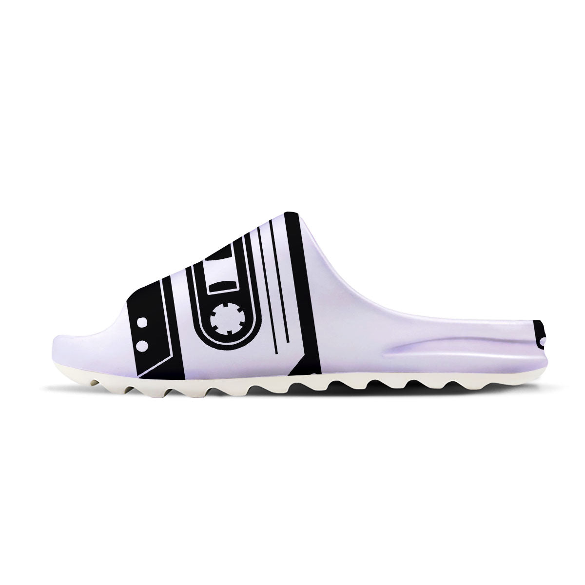 Cassette Tape White And Black Print Sandals-grizzshop