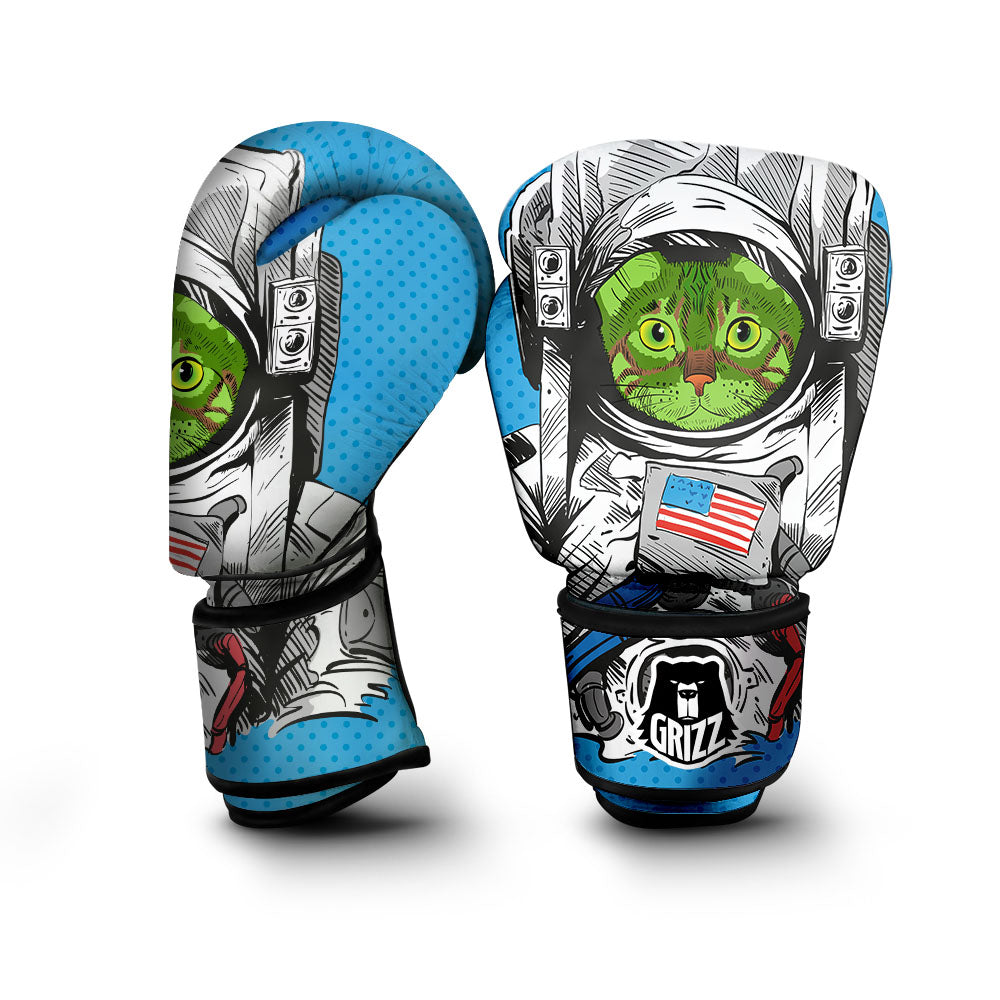 Cat American Astronaut On The Moon Print Boxing Gloves-grizzshop