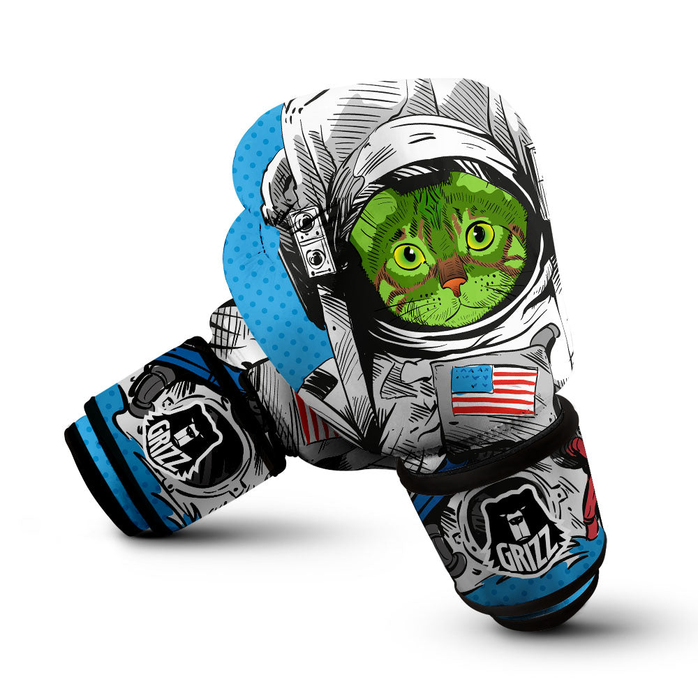 Cat American Astronaut On The Moon Print Boxing Gloves-grizzshop