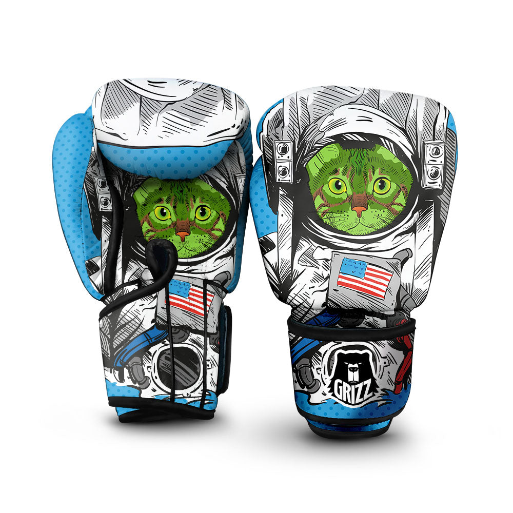 Cat American Astronaut On The Moon Print Boxing Gloves-grizzshop