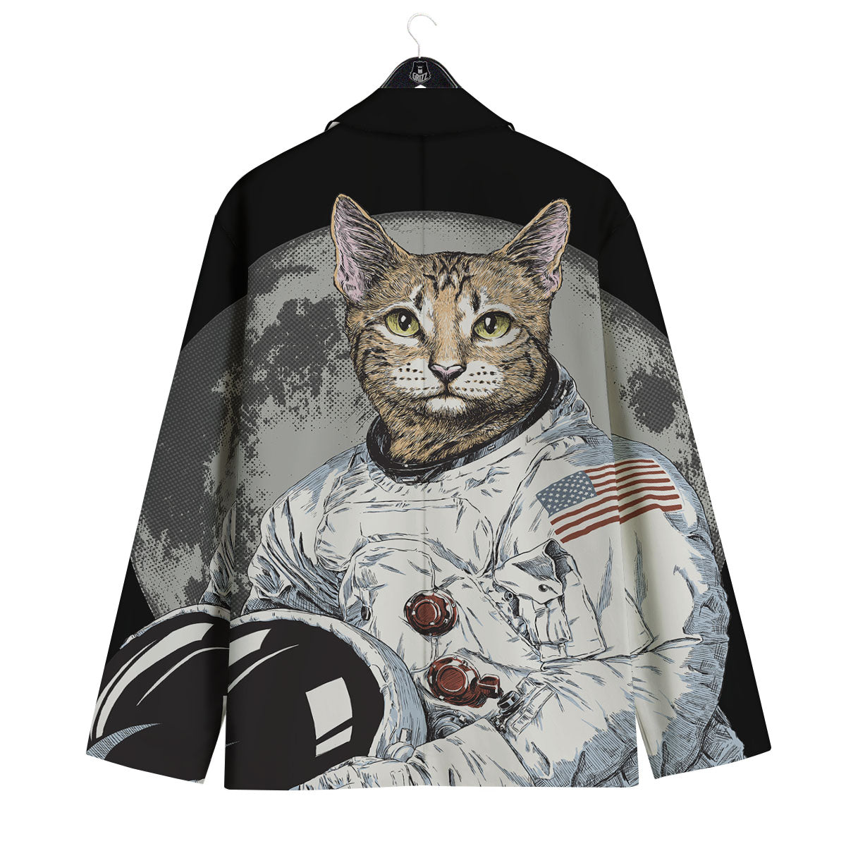 Cat American Astronaut On The Moon Print Men's Sport Coat-grizzshop