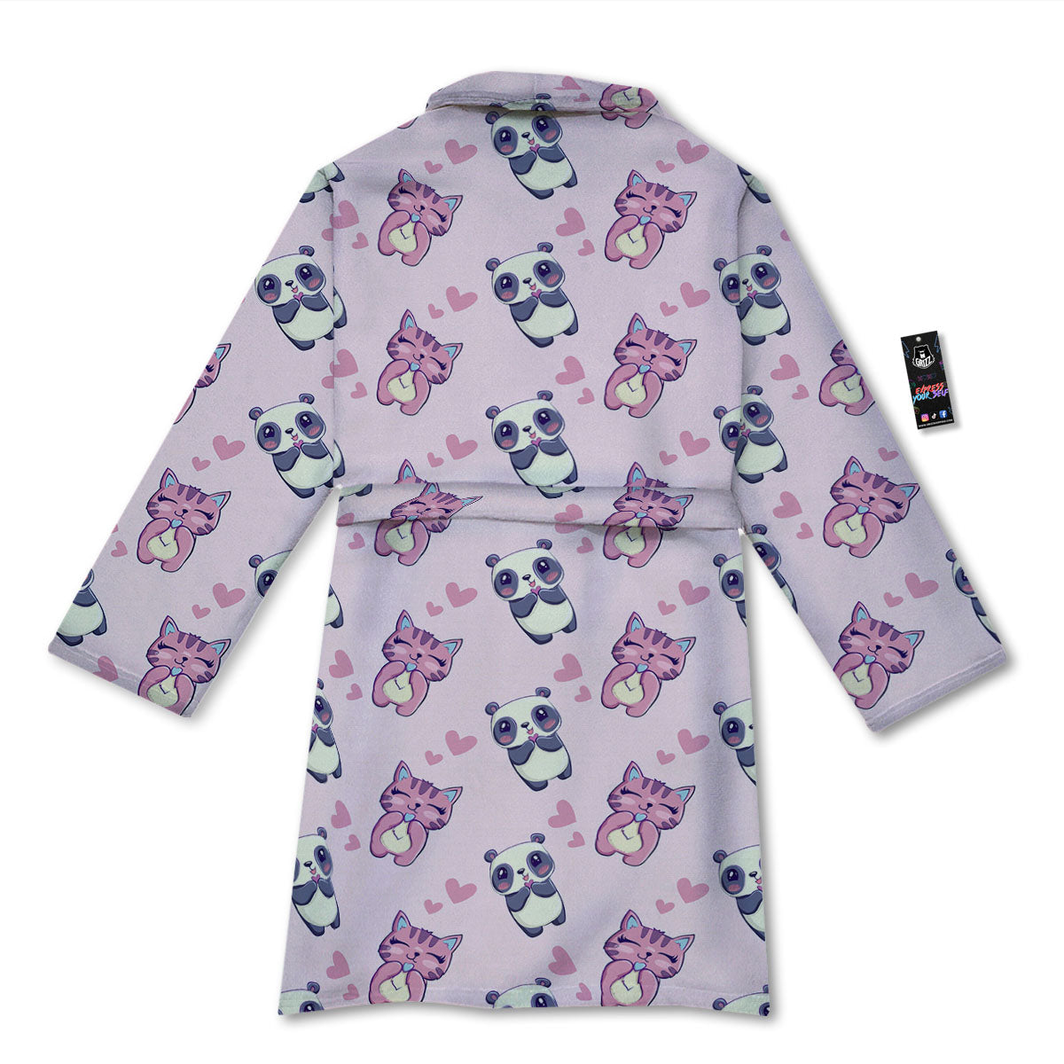 Cat And Panda Lover Print Pattern Bathrobe-grizzshop