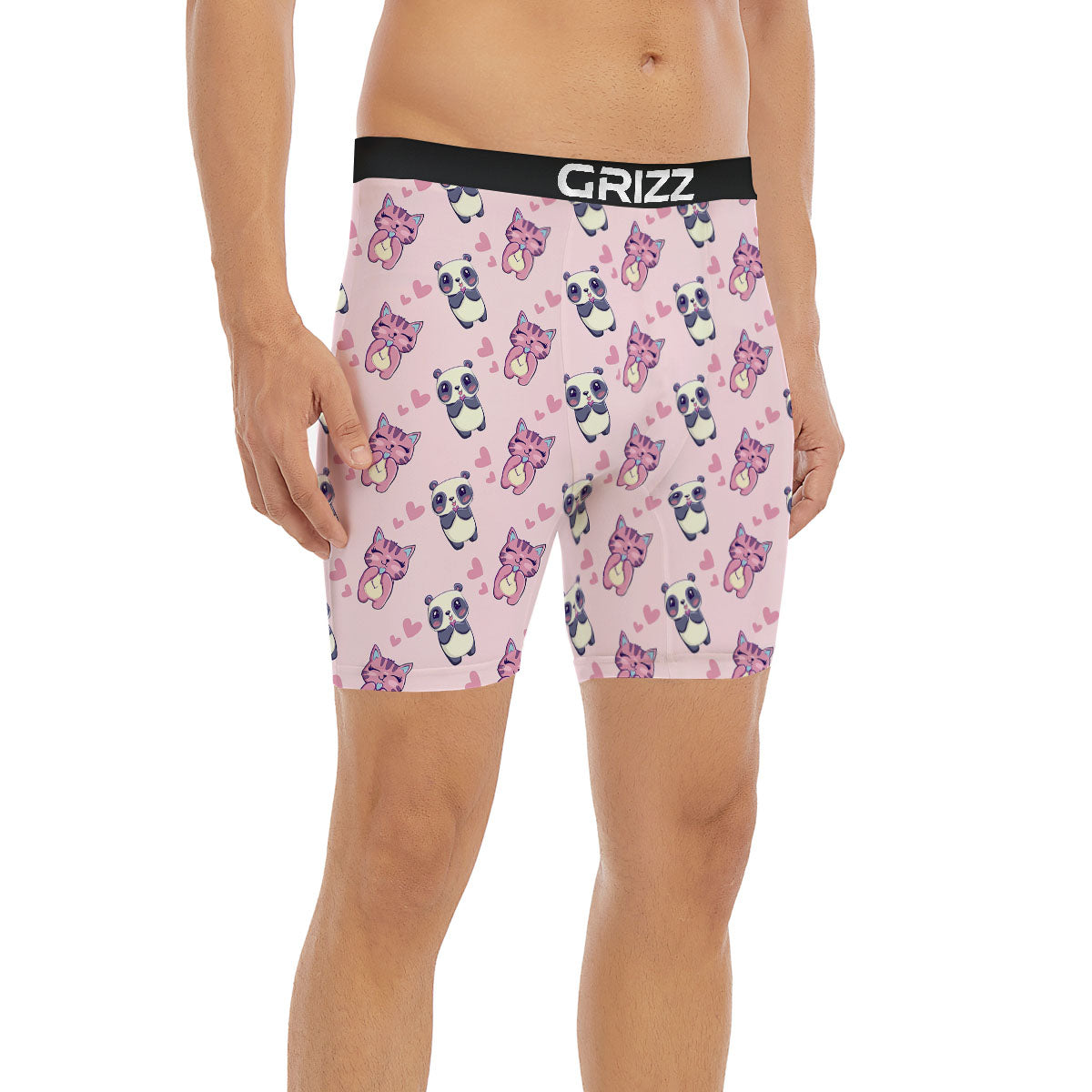 Cat And Panda Lover Print Pattern Boxer Briefs-grizzshop