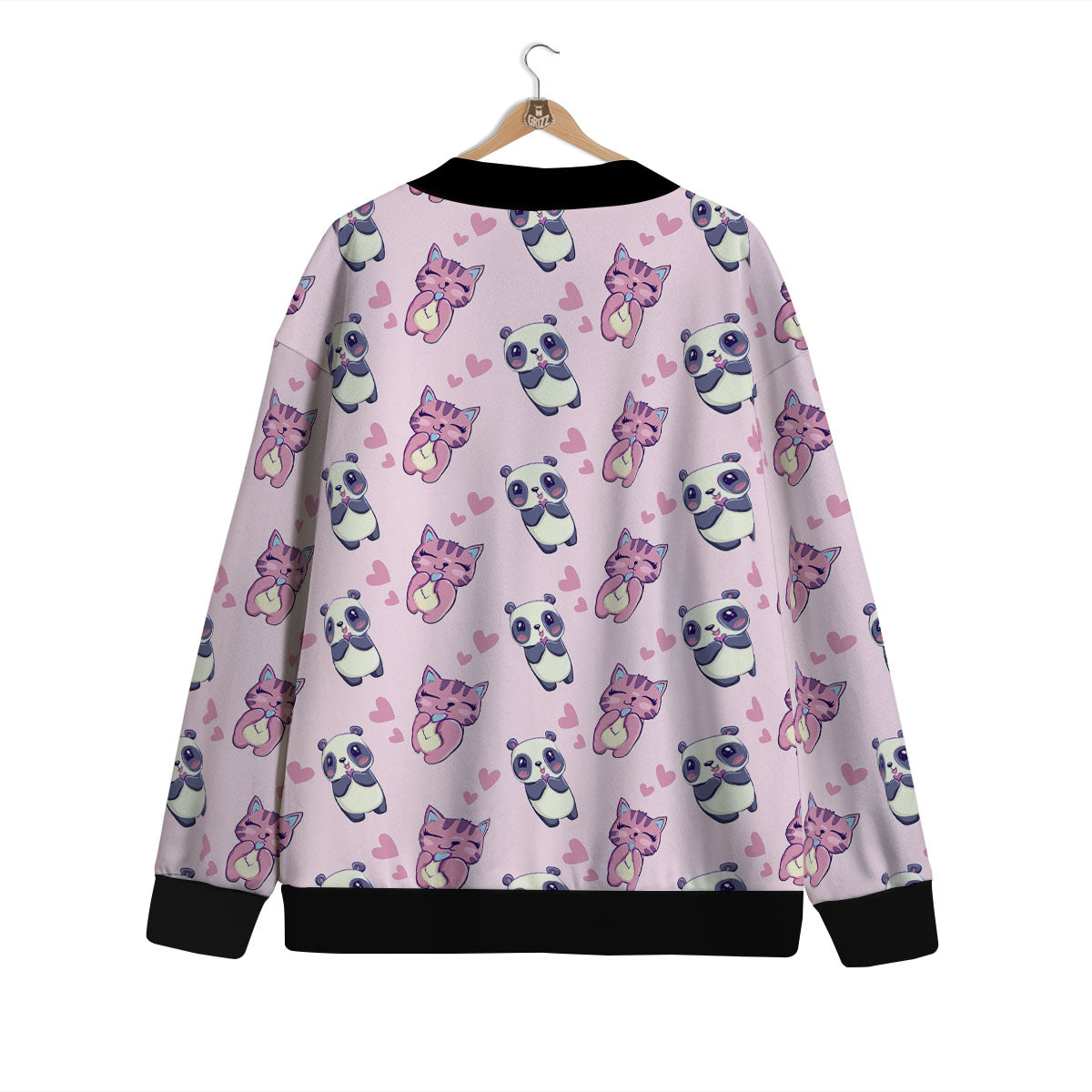 Cat And Panda Lover Print Pattern Cardigan-grizzshop