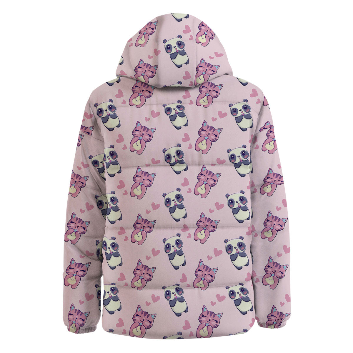 Cat And Panda Lover Print Pattern Down Jacket-grizzshop