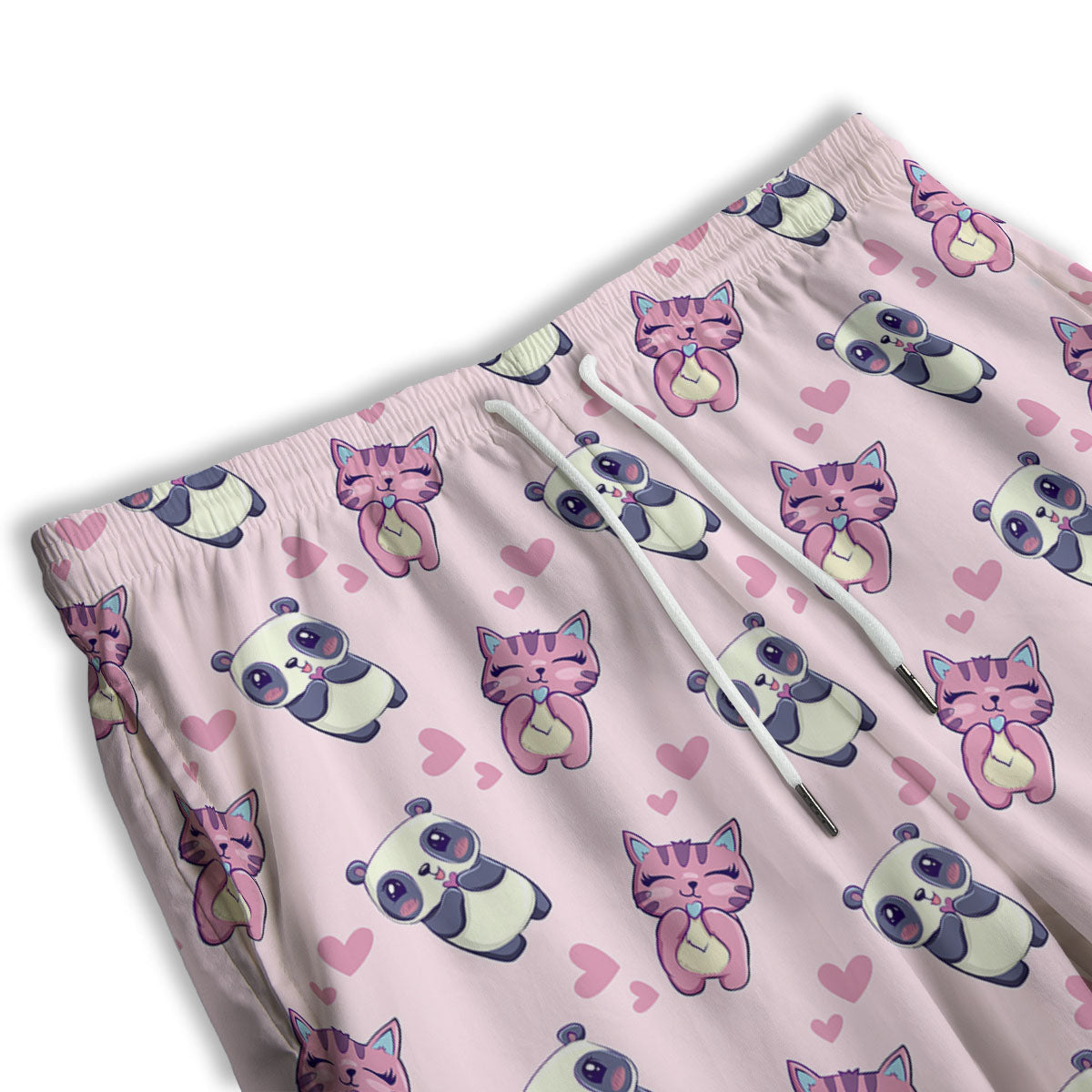 Cat And Panda Lover Print Pattern Men's Athletic Shorts