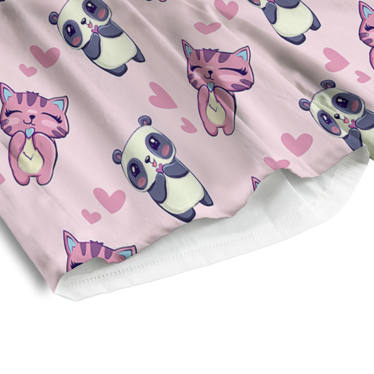 Cat And Panda Lover Print Pattern Men's Athletic Shorts