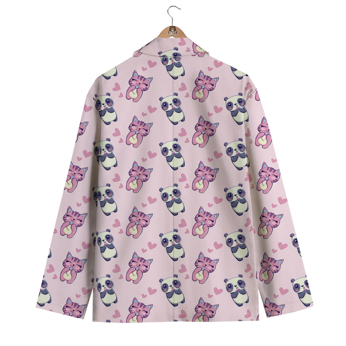Cat And Panda Lover Print Pattern Men's Blazer-grizzshop