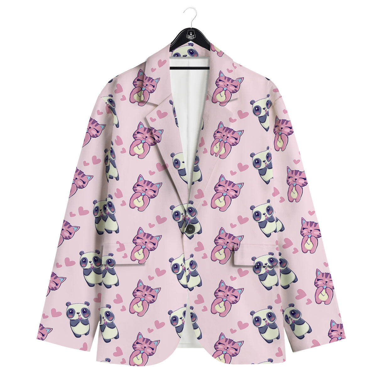 Cat And Panda Lover Print Pattern Men's Sport Coat-grizzshop