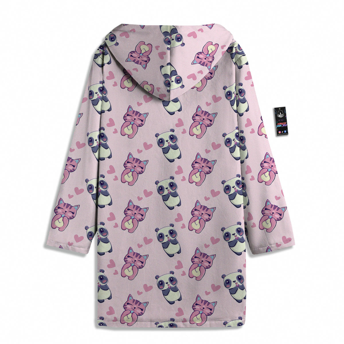 Cat And Panda Lover Print Pattern Men's Windbreaker Jacket-grizzshop