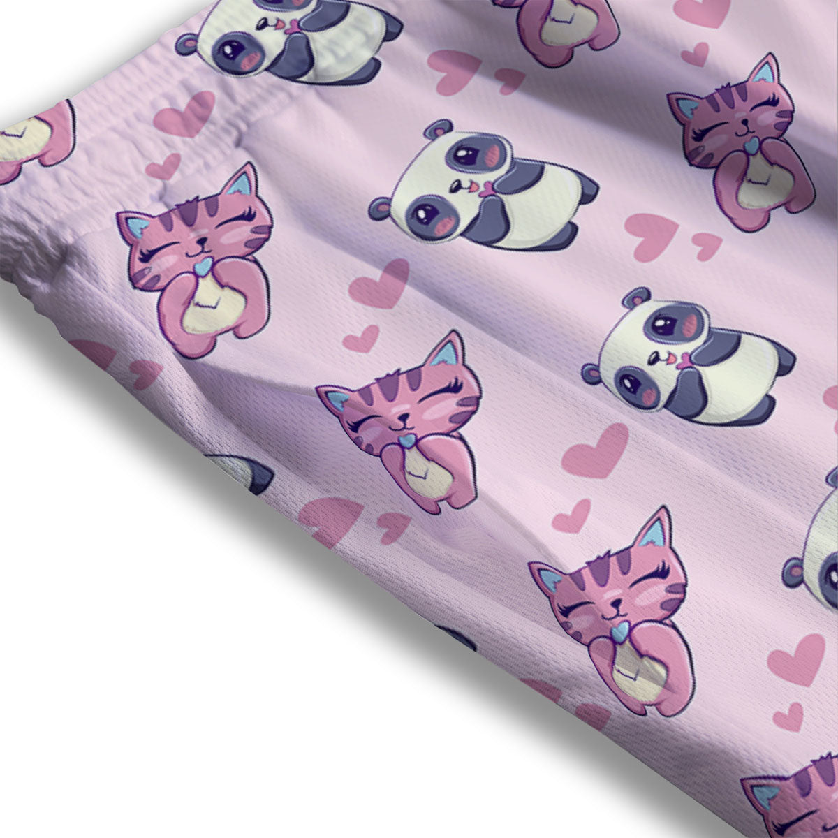 Cat And Panda Lover Print Pattern Mesh Shorts