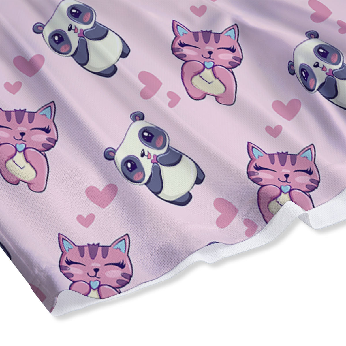 Cat And Panda Lover Print Pattern Mesh Shorts