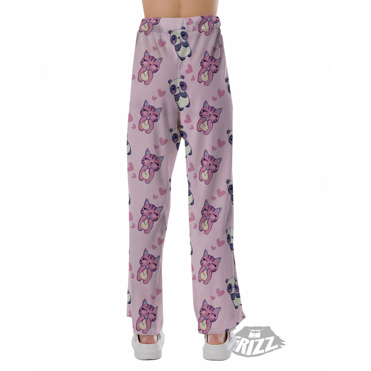 Cat And Panda Lover Print Pattern Pajama Pants-grizzshop