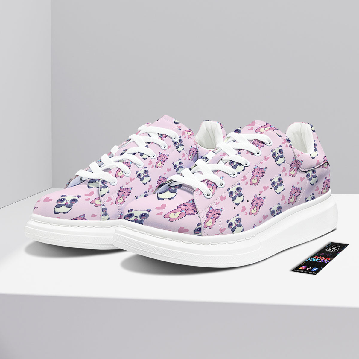 Cat And Panda Lover Print Pattern Platform Shoes-grizzshop