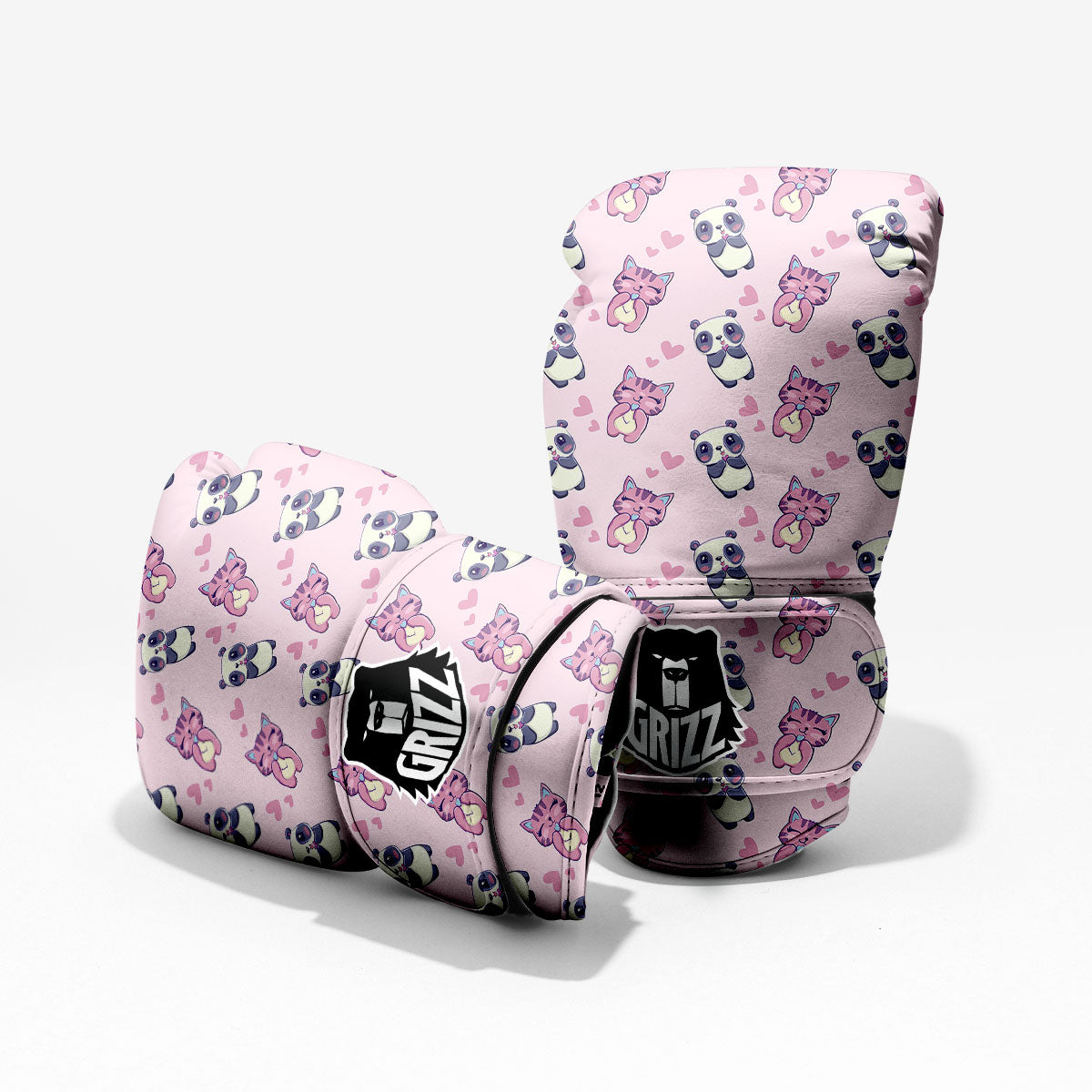 Cat And Panda Lover Print Pattern Pro Boxing Glove