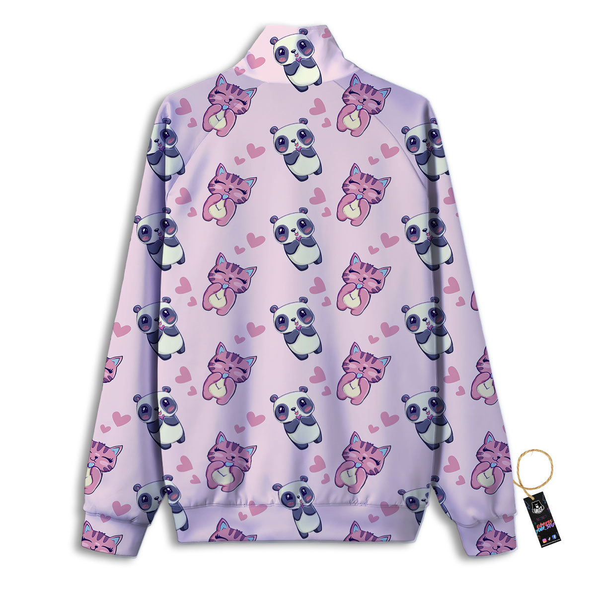 Cat And Panda Lover Print Pattern Track Jacket-grizzshop