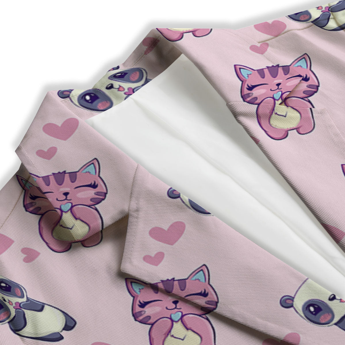 Cat And Panda Lover Print Pattern Women's Blazer-grizzshop