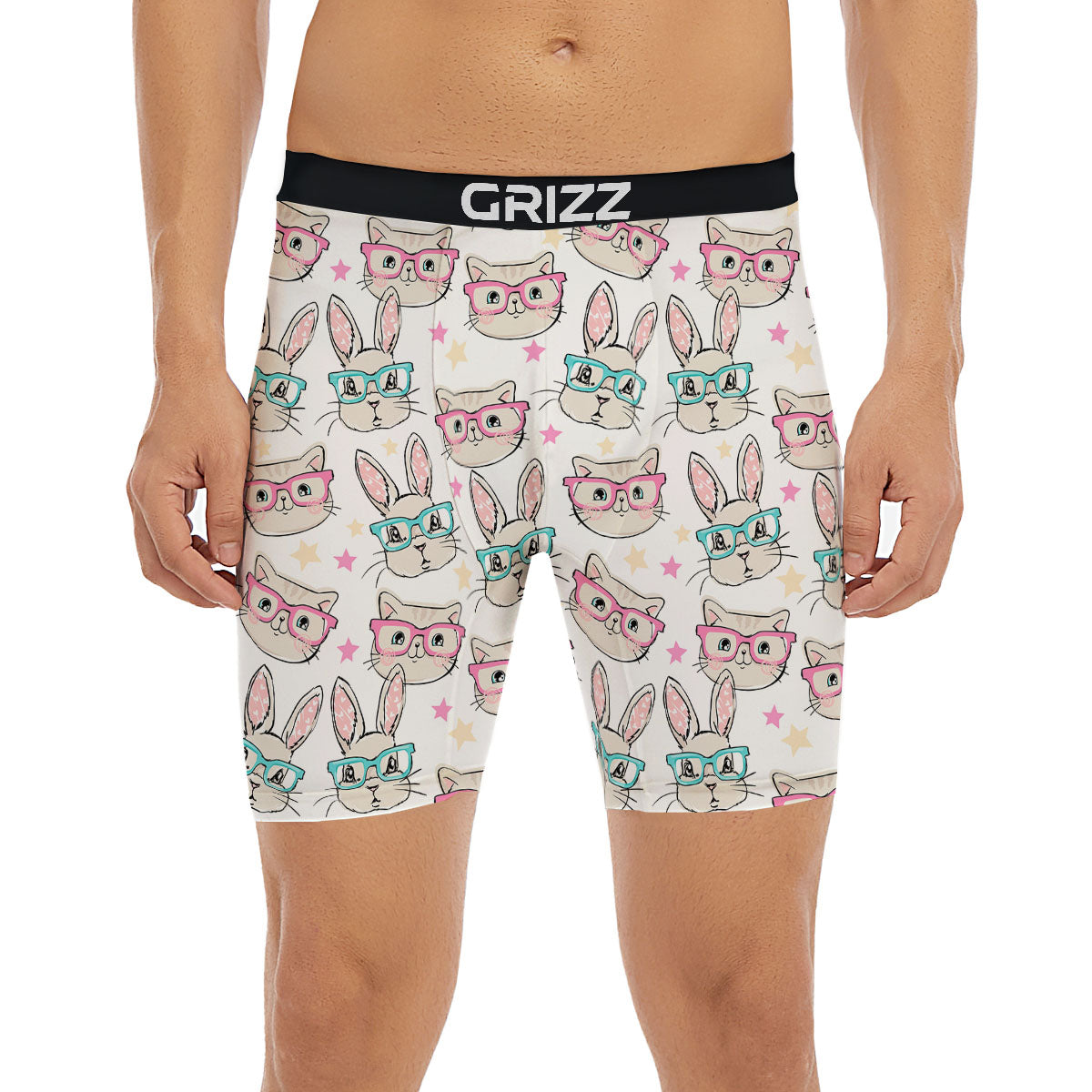 Cat And Rabbit Print Pattern Boxer Briefs-grizzshop