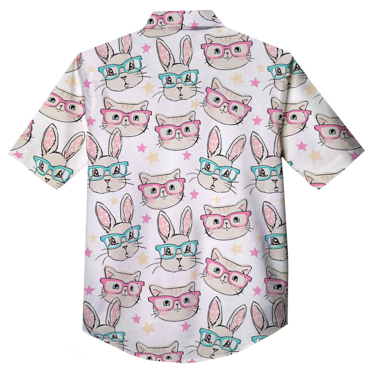 Cat And Rabbit Print Pattern Button Up Shirt-grizzshop