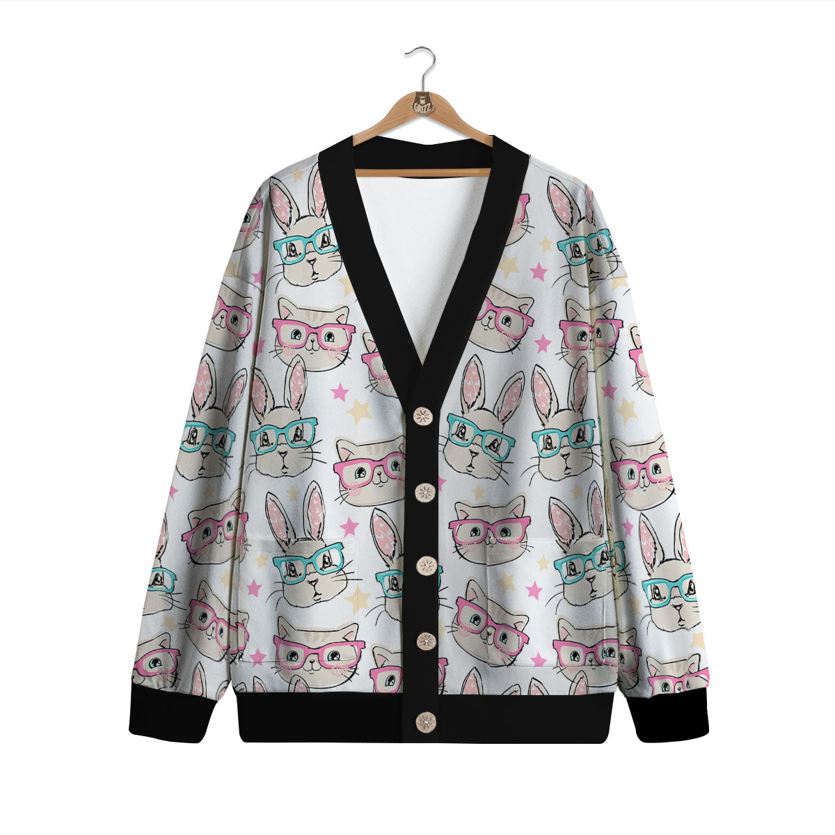 Cat And Rabbit Print Pattern Cardigan-grizzshop