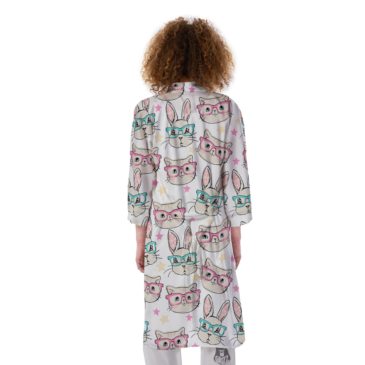Cat And Rabbit Print Pattern Kimono-grizzshop