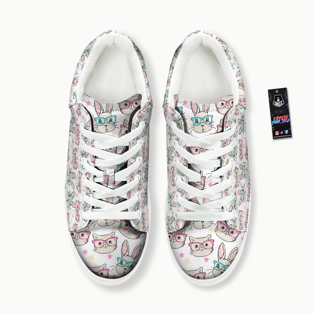 Cat And Rabbit Print Pattern Platform Shoes-grizzshop
