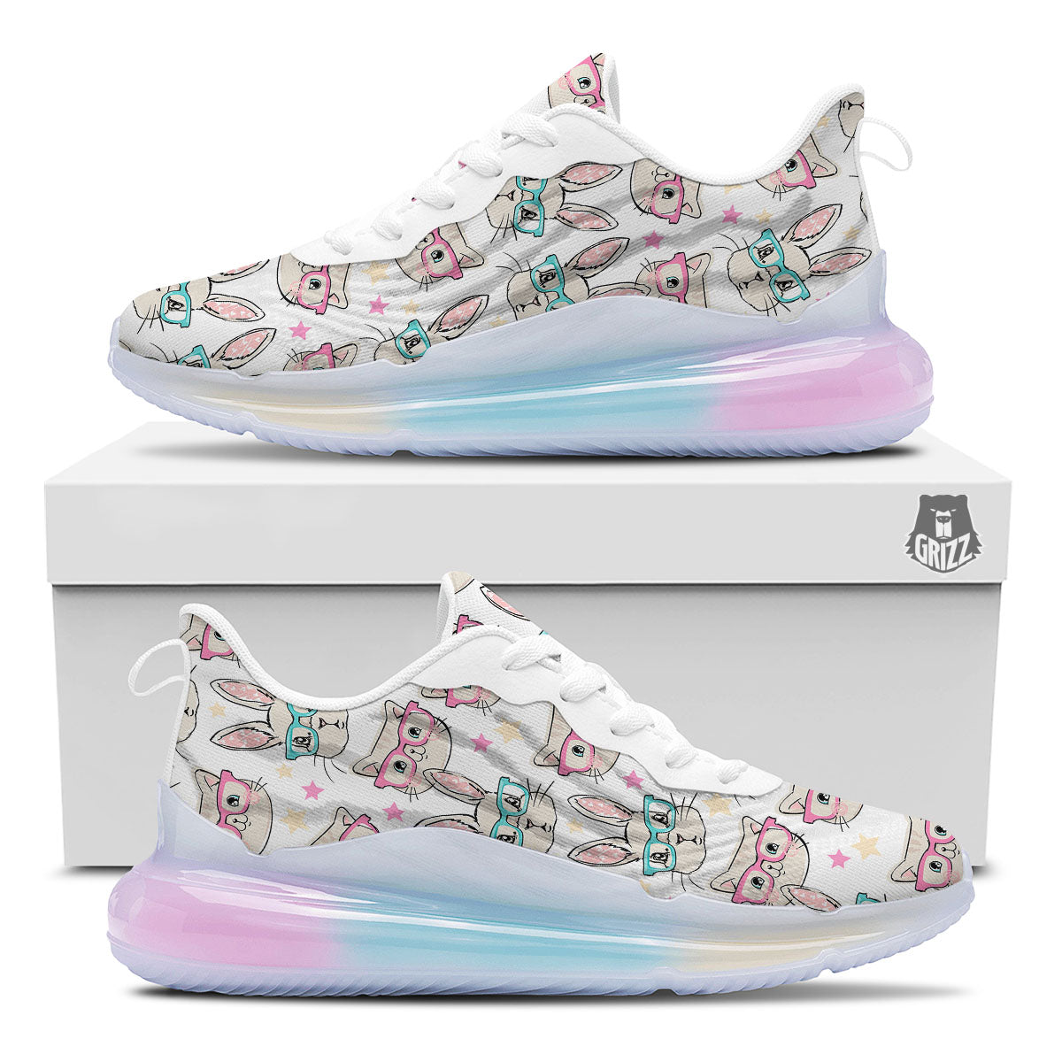Cat And Rabbit Print Pattern Running Sneakers-grizzshop