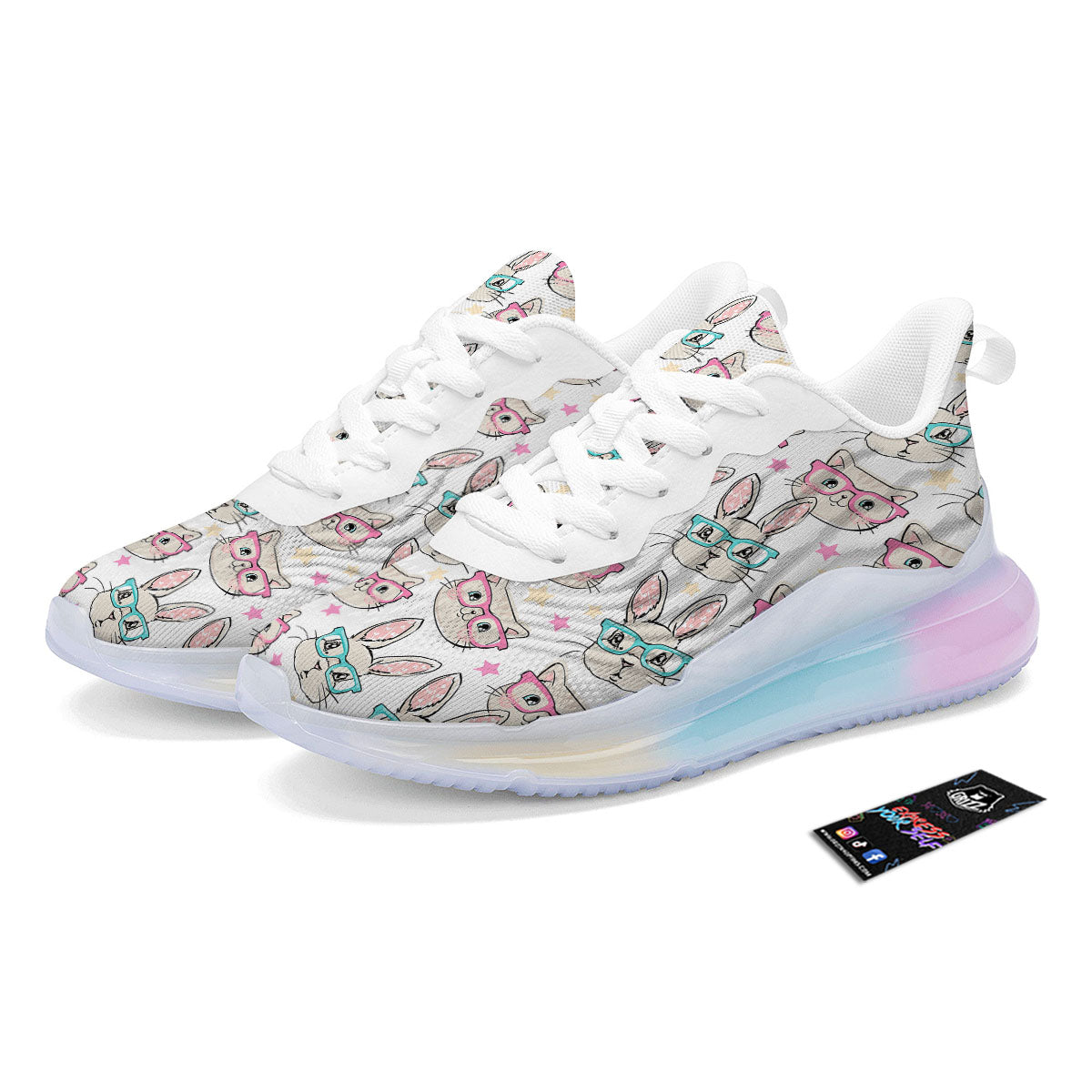 Cat And Rabbit Print Pattern Running Sneakers-grizzshop