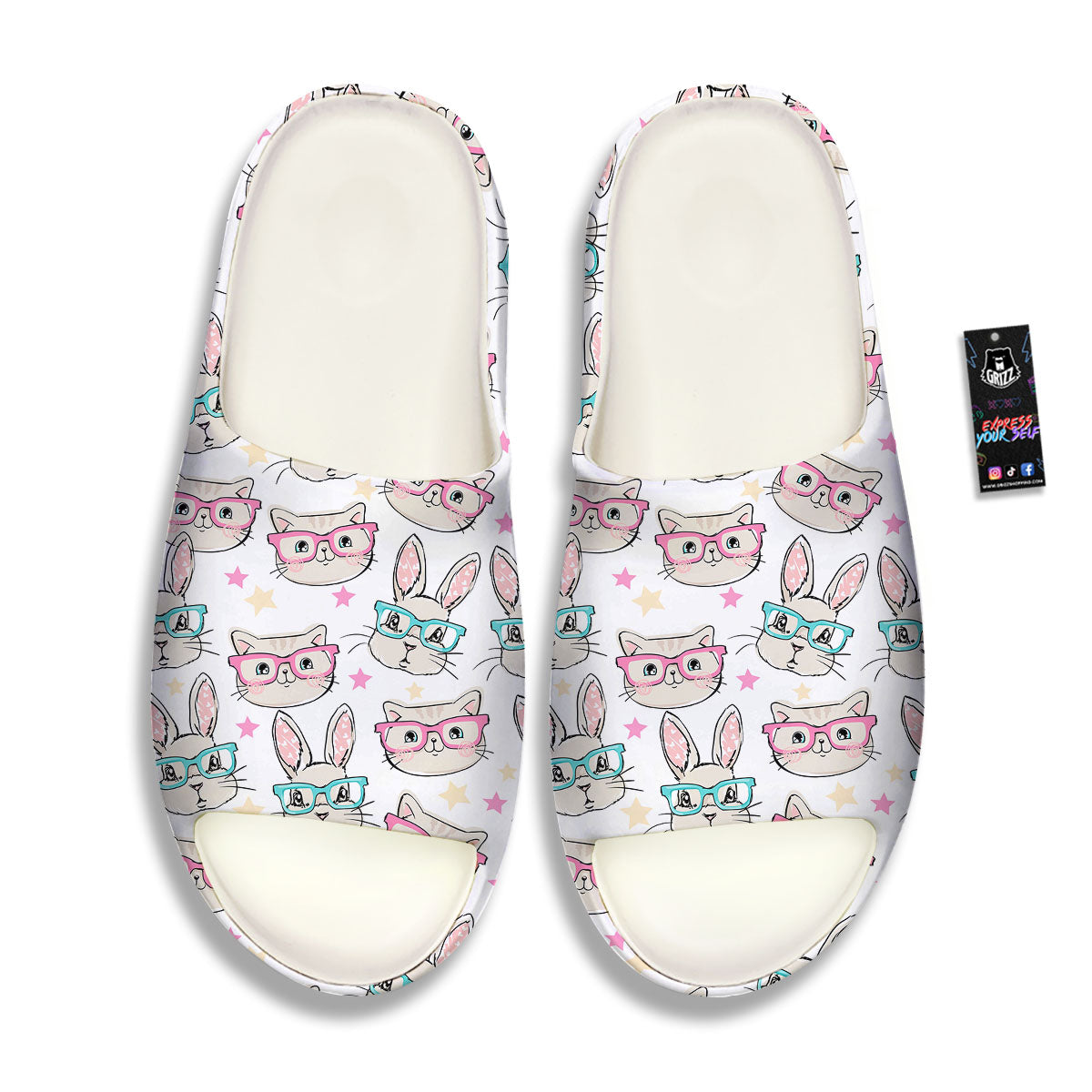 Cat And Rabbit Print Pattern Sandals-grizzshop