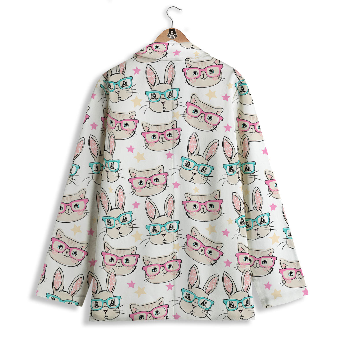 Cat And Rabbit Print Pattern Women's Blazer-grizzshop