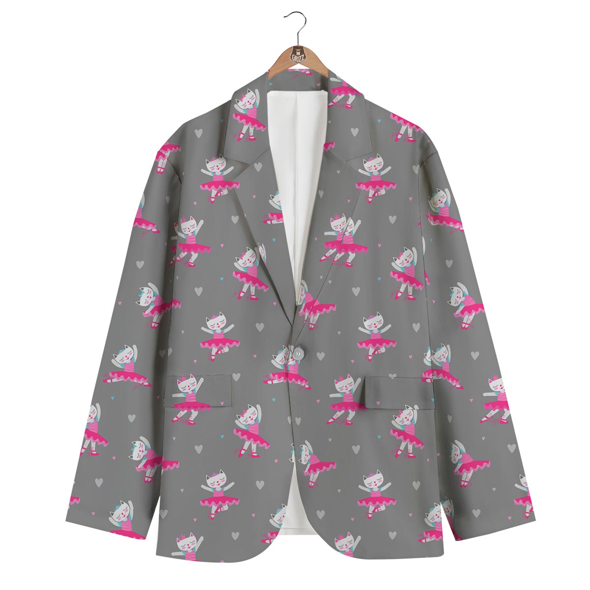 Cat Ballet Pattern Print Men's Blazer-grizzshop