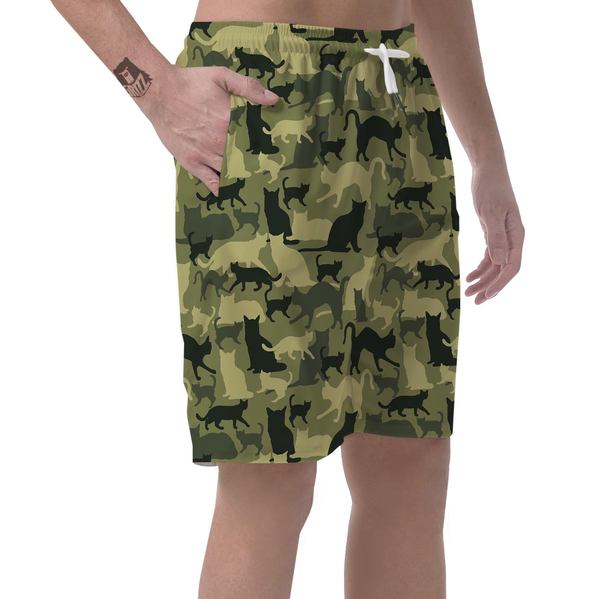 Cat Camouflage Print Men's Shorts-grizzshop