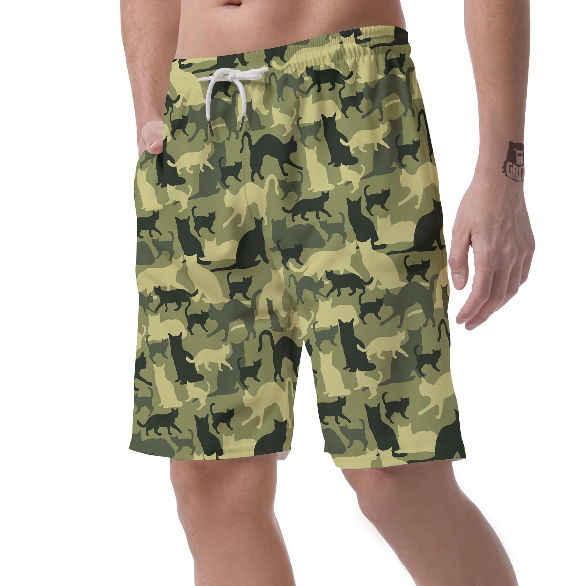 Cat Camouflage Print Men's Shorts-grizzshop