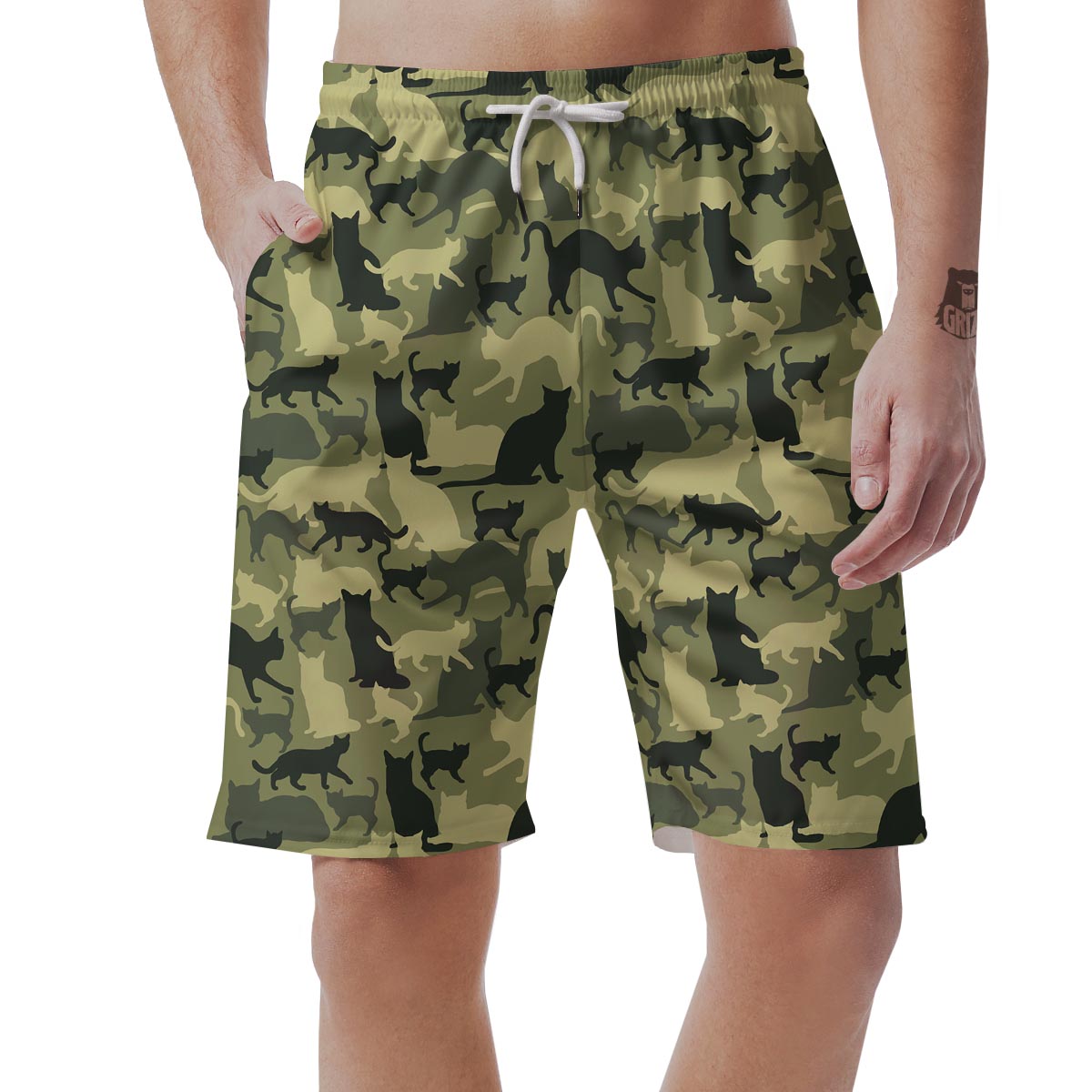 Cat Camouflage Print Men's Shorts-grizzshop