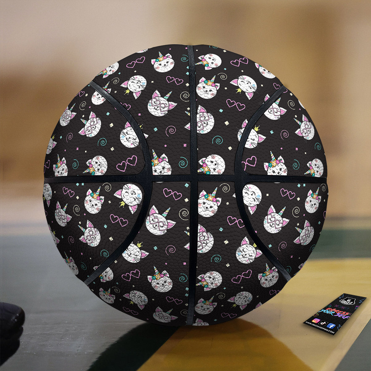 Cat Cute Black Print Pattern Basketball-grizzshop