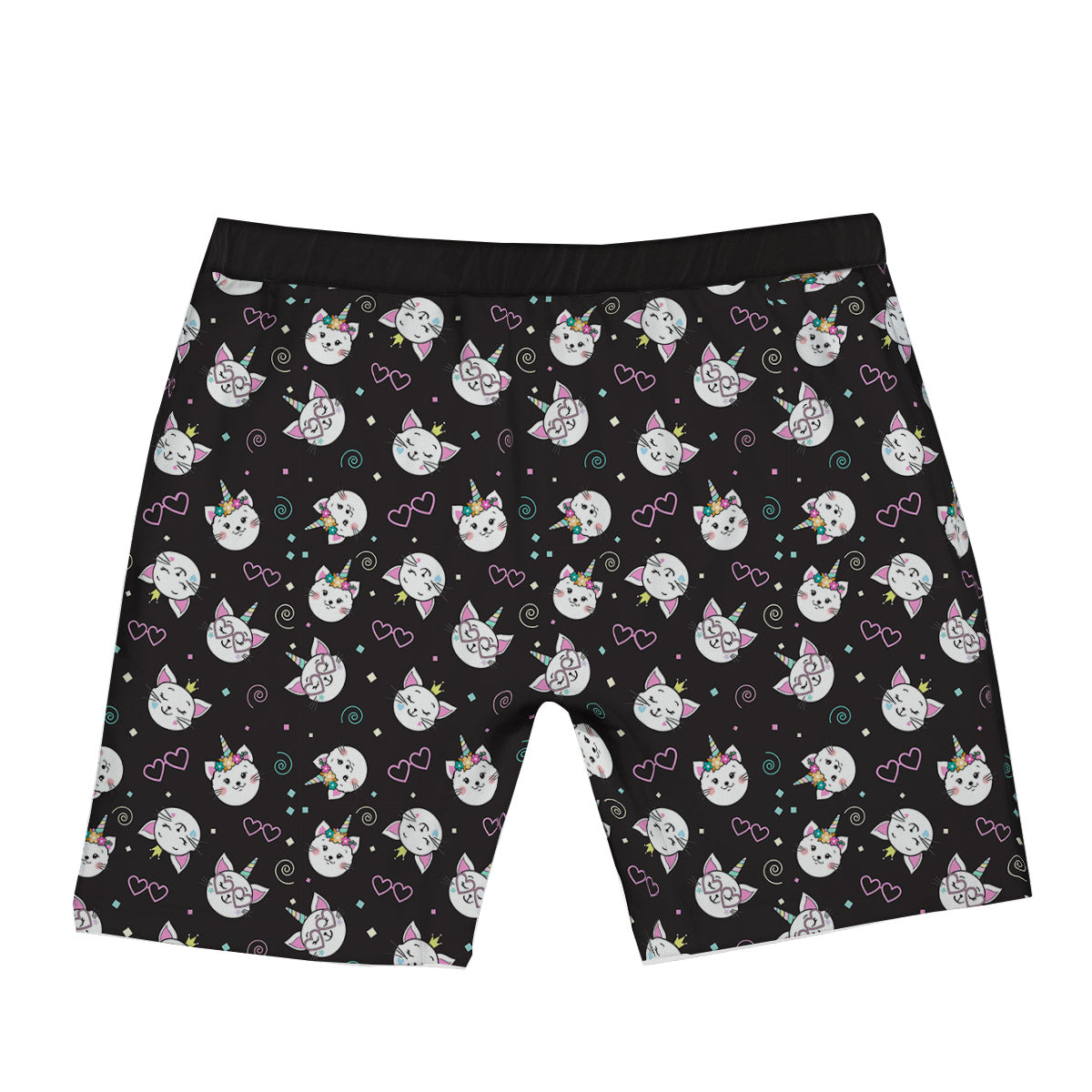 Cat Cute Black Print Pattern Boxer Briefs-grizzshop