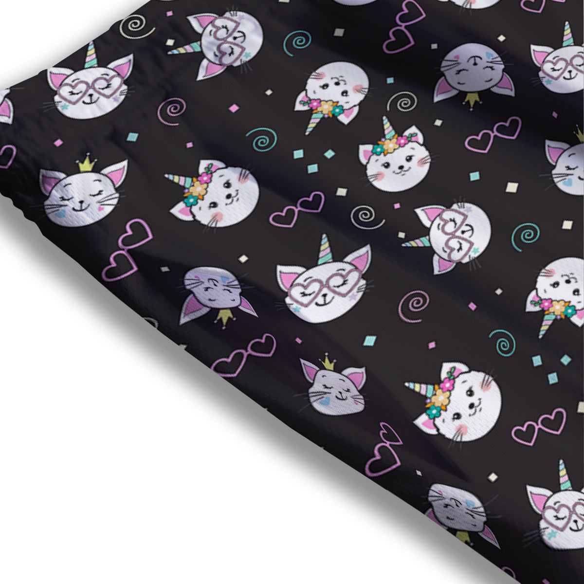 Cat Cute Black Print Pattern Mesh Shorts-grizzshop