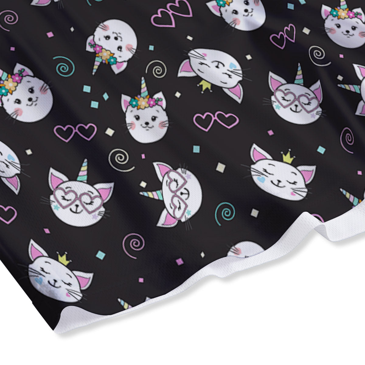 Cat Cute Black Print Pattern Mesh Shorts-grizzshop