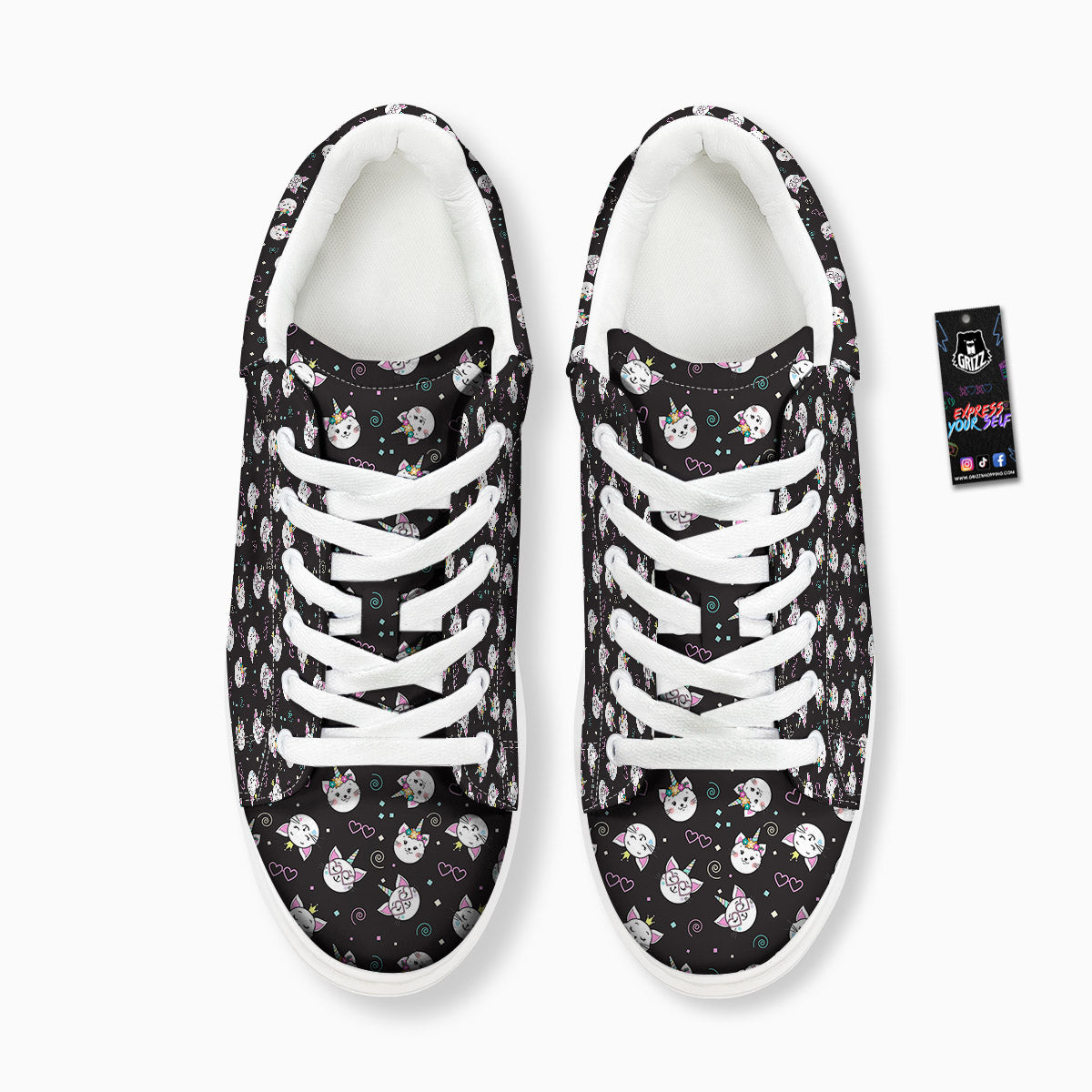 Cat Cute Black Print Pattern Platform Shoes-grizzshop