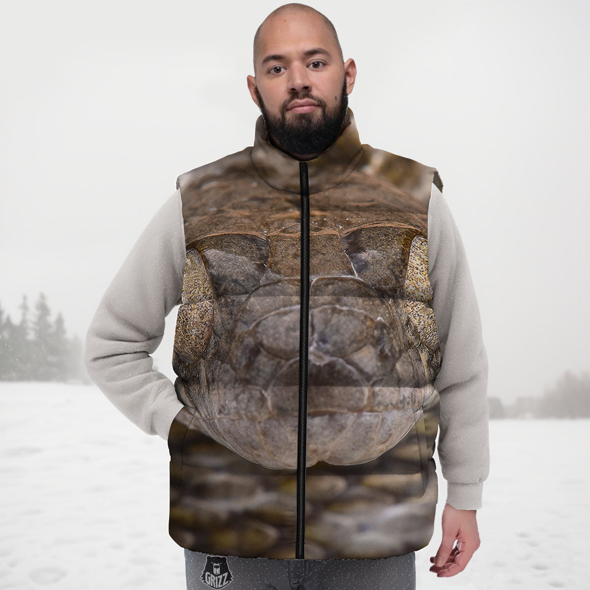 Cat Eyed Snake Malagasy Print Down Vest