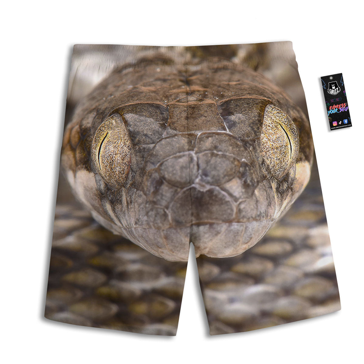 Cat Eyed Snake Malagasy Print Men's Athletic Shorts