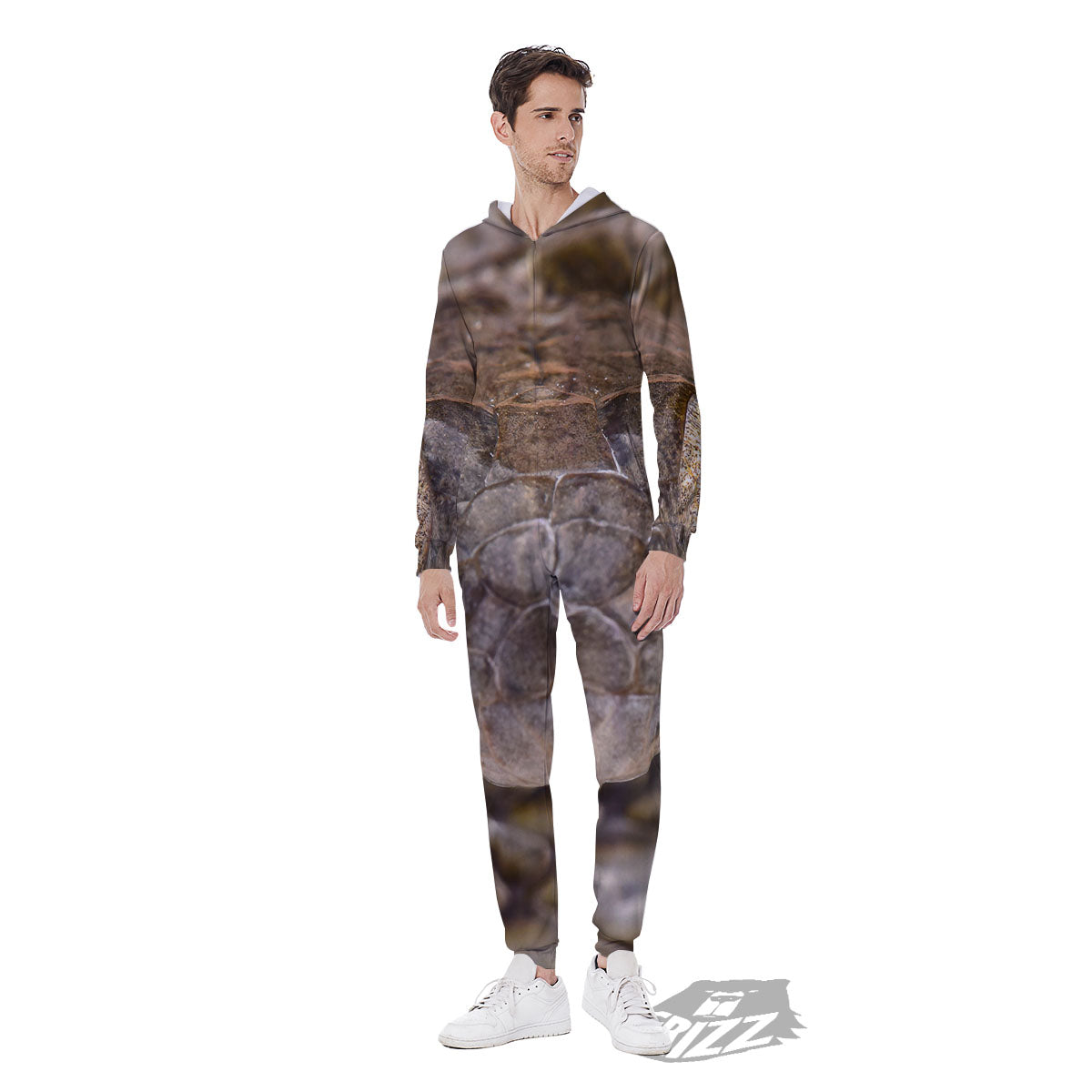 Cat Eyed Snake Malagasy Print Men's Jumpsuit-grizzshop