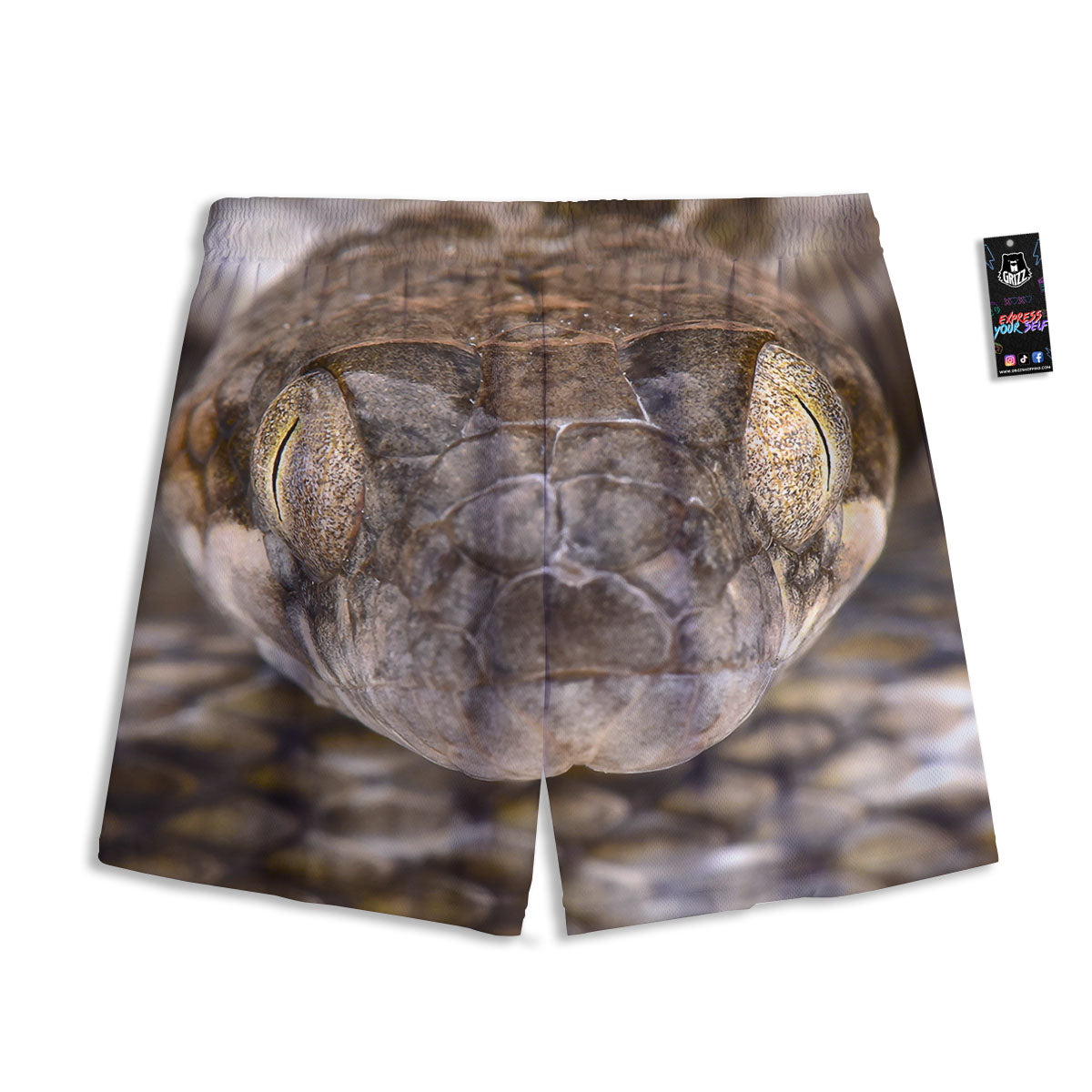 Cat Eyed Snake Malagasy Print Mesh Shorts